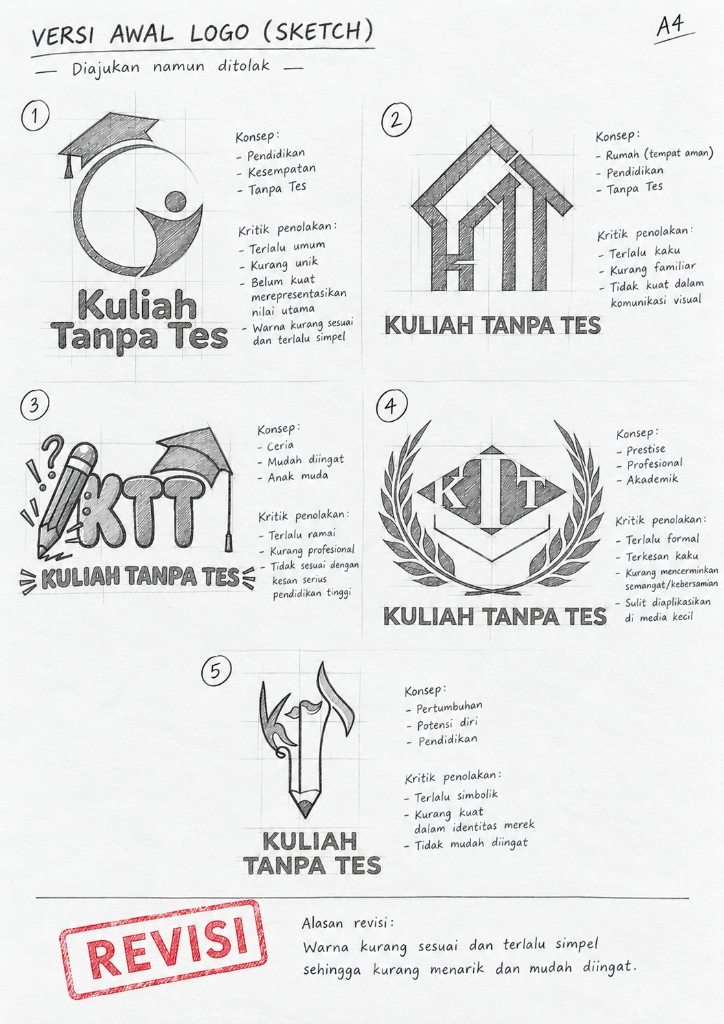 Initial sketch explorations and 5 concept options audit