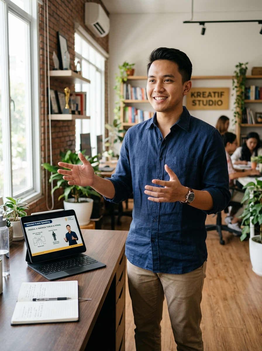Praktek Gestur & Presentasi Siswa di Creative Studio