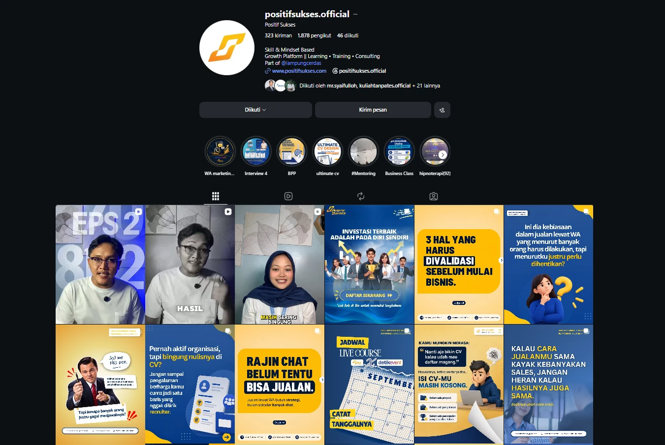 Positif Sukses Instagram content